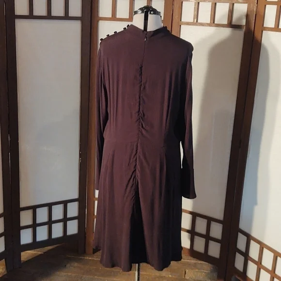 Loft Black A-line Dress Mock Neck Swing Dress Sz 16 NWT - Picture 8 of 14